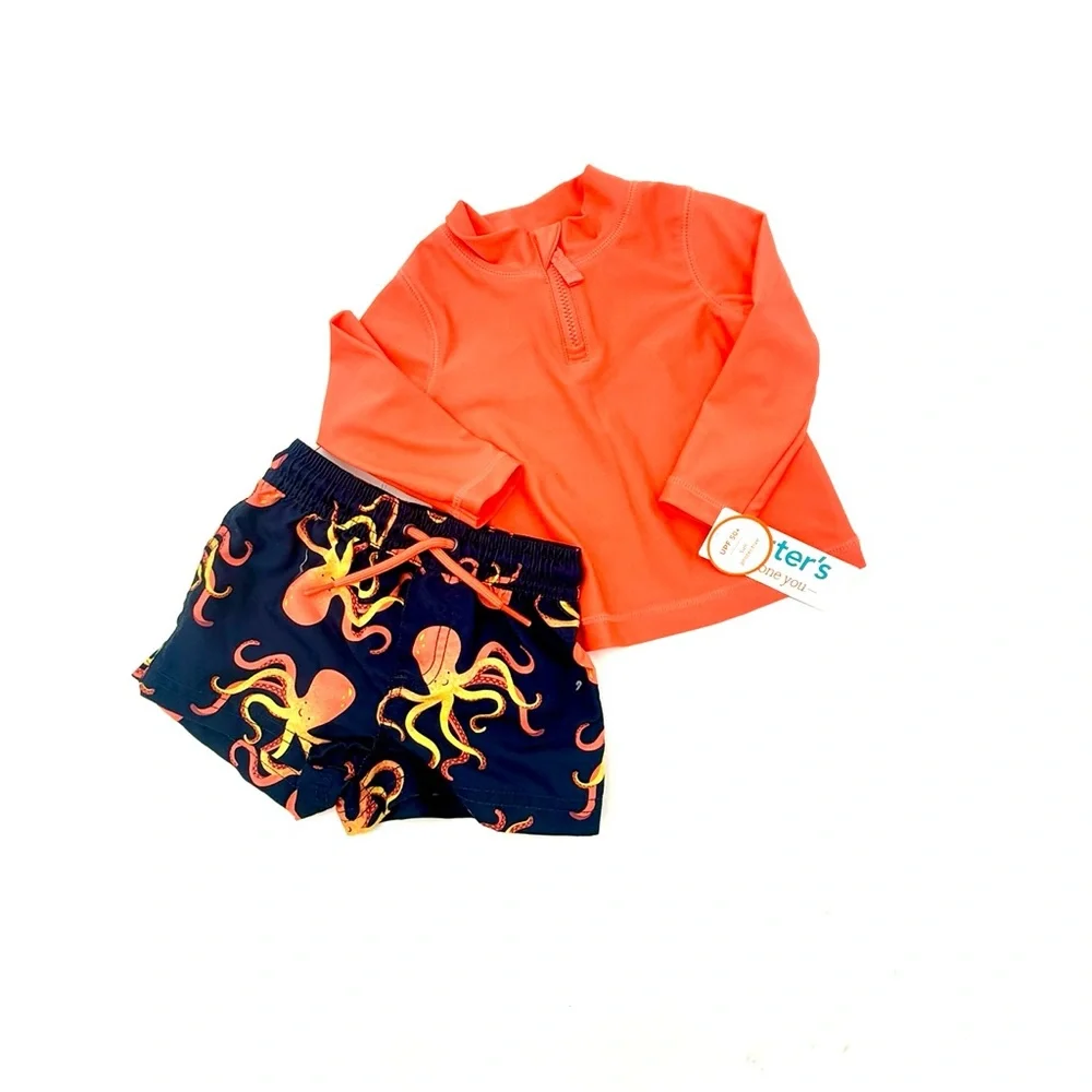 Carter’s Long Sleeve Rash‎ Guard Swimsuit Set Size 6Mth NWOT